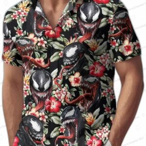 Venom Hawaiian Shirt Venom Button Shirt Beach Man Shorts Horror Movie Summer Shirt Marvel Aloha Shir 6
