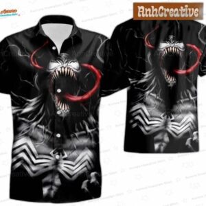 Trendy Venom Summer Hawaiian Shirt – Dark Horror Movie Fan Aloha Gift