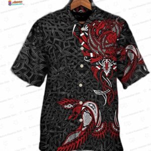 Viking Raven Graphic Hawaiian Shirt – Bold Norse Summer Aloha Style