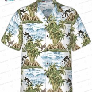 Vintage Island Palm Tree Monkey Hawaiian Shirt 1