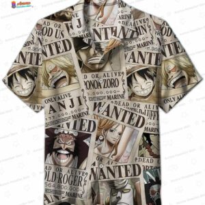 Vintage Wanted Poster One Piece Hawaiian Shirt Anime Aloha Vibes