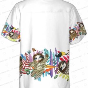 Watercolor Cute Sloth And Tropical Plant Hawaiian Shirt Funny Sloth Shirt For Adults Sloth Themed Gi 1