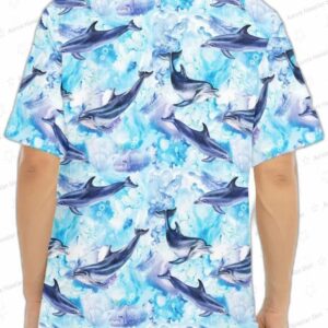 Watercolor Dolphin In The Sea Print Hawaiian Shirt 1