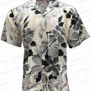 Gray Watercolor Hibiscus Rayon Hawaiian Shirt – Floral Aloha