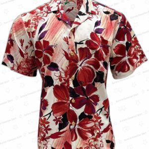 Red Watercolor Hibiscus Rayon Hawaiian Shirt – Floral Aloha
