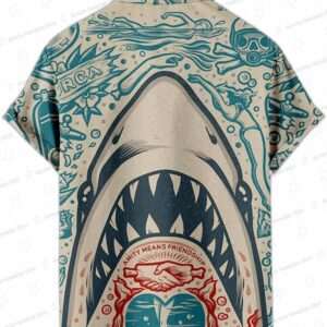 Waves of Power Great White Shark Hawaiian Shirt 1