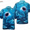 Great White Shark Hawaiian Shirt with Diver Sketch Print for Beach Trips