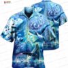 Vintage Blue Whale Hawaiian Shirt with 3D Wave Art for Summer Gifts