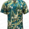 White Ginger Blue Rayon Hawaiian Shirt for Resort Days