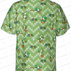 Yoshi Green Hawaiian Shirt Super Mario Button Up Video Game Aloha Shirt 4