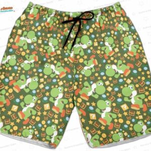 Yoshi Hawaiian Shirt Super Mario Button Shirt Family Vacation Outfit 2