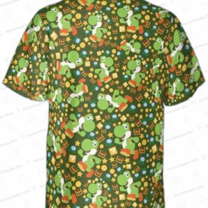 Yoshi Hawaiian Shirt Super Mario Button Shirt Family Vacation Outfit 3