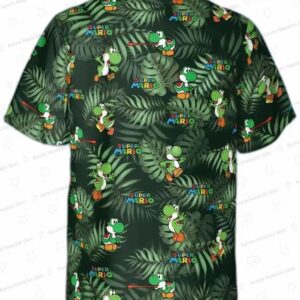 Yoshi Hawaiian Shirt Super Mario Button Up Video Game Aloha Shirt 2