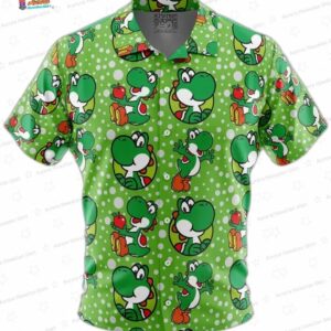 Trendy Yoshi Mario Hawaiian Shirt – Cute Super Mario Bros Button Up for Gamers