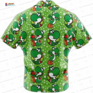 Yoshi Super Mario Bros Button Up Hawaiian Shirt 1