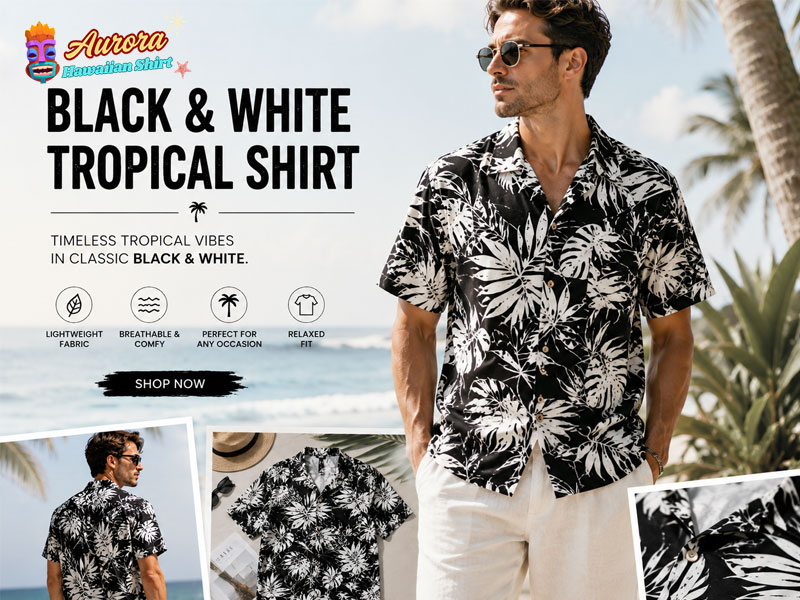 black and white tropical shirt 