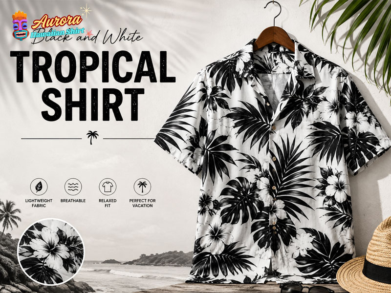 black and white tropical shirt 