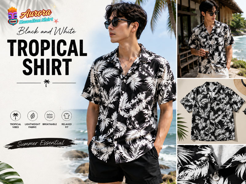 black and white tropical shirt 