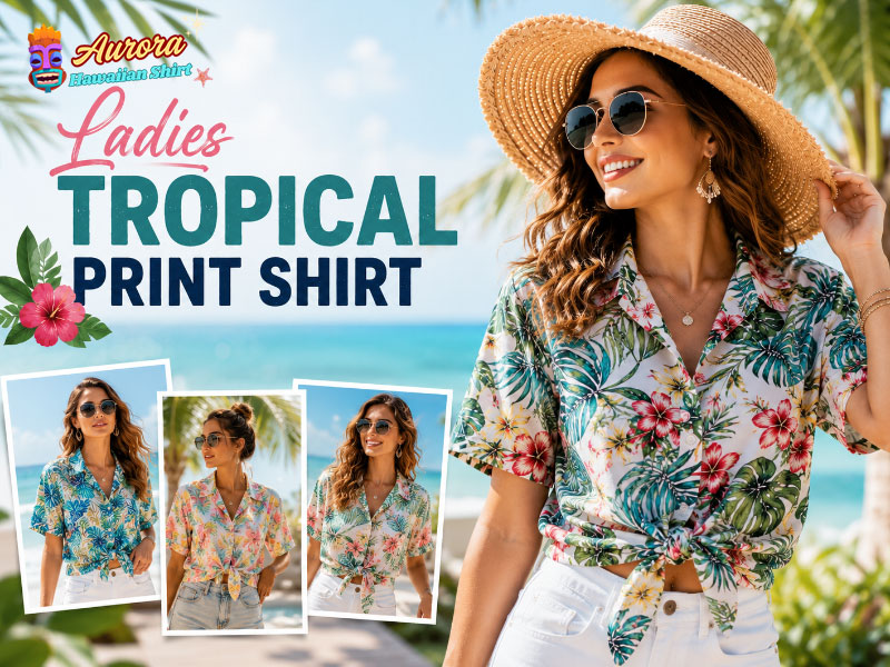 ladies tropical print shirt