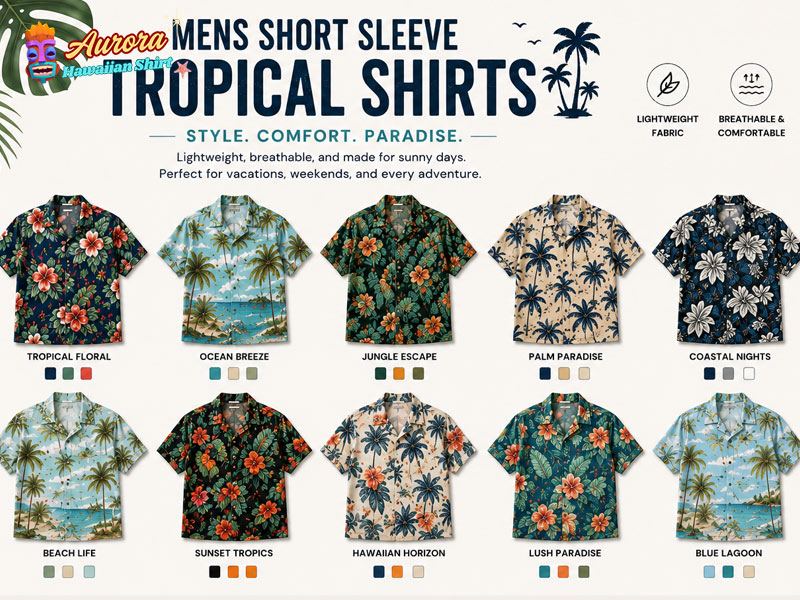 mens short sleeve tropical shirts 