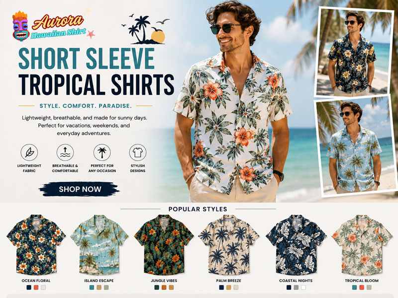 mens short sleeve tropical shirts 