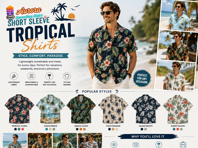 mens short sleeve tropical shirts