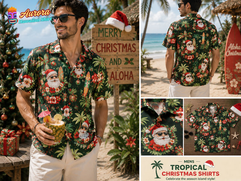 mens tropical christmas shirts