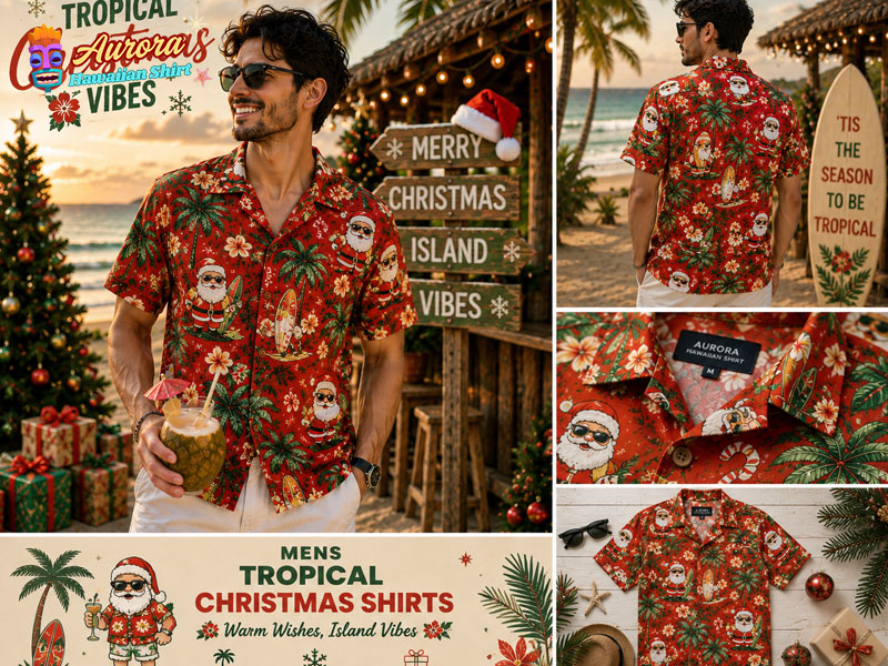 mens tropical christmas shirts
