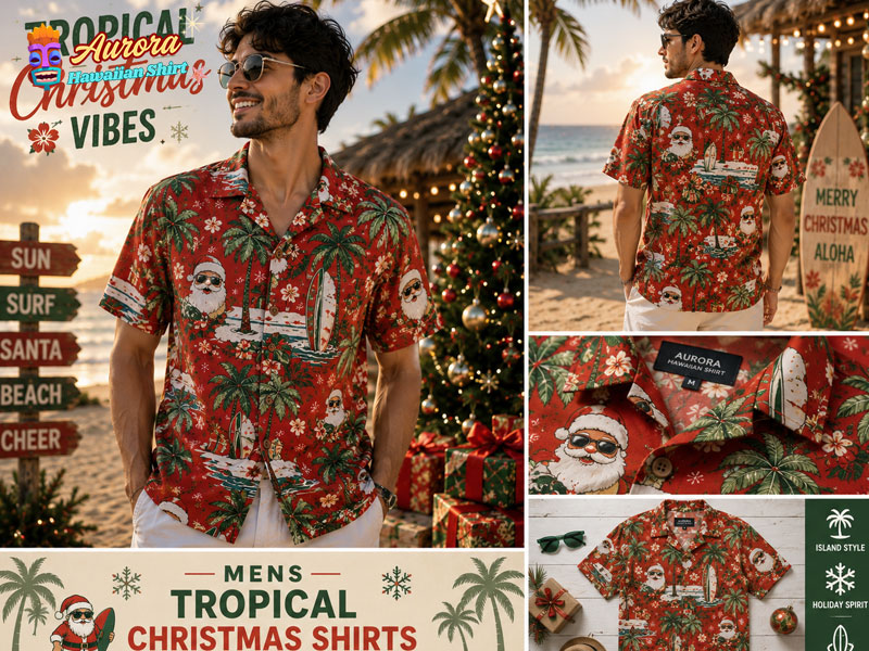 mens tropical christmas shirts
