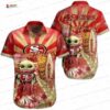 Tropical Leaves San Francisco 49ers Hawaiian Shirt, Red Gold Resort Style