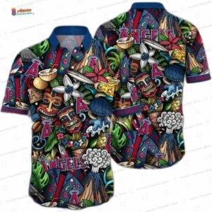 Tiki Volcano Los Angeles Angels Hawaiian Shirt, Beach Resort Style