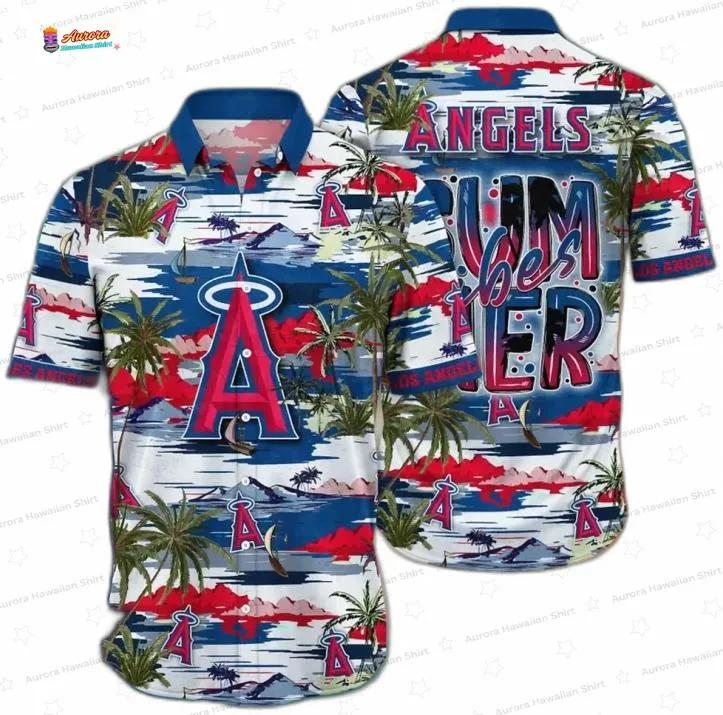 Tropical Sunset Los Angeles Angels Hawaiian Shirt, Coastal Fan Style Tropical Sunset Los Angeles Angels Hawaiian Shirt, Coastal Fan Style