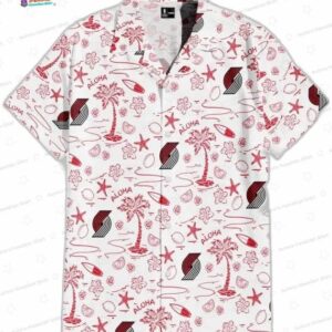 White Red Aloha Surf Doodle Portland Trail Blazers Hawaiian Shirts