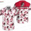 White Red Aloha Surf Doodle Portland Trail Blazers Hawaiian Shirts