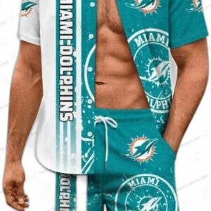 Bold Splash Miami Dolphins Hawaiian Shirt, Teal White Game Day Aloha Button-Up for Football Fan Vacation Gift