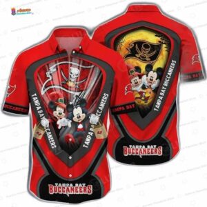Sunset Pirate Tampa Bay Buccaneers Hawaiian Shirt, Cartoon Fan Aloha Button-Up