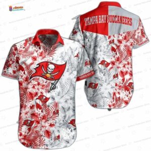 Red Hibiscus Tampa Bay Buccaneers Hawaiian Shirt, Tropical Buccaneer Fan Style