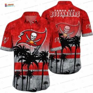 Coconut Palm Tampa Bay Buccaneers Hawaiian Shirt, Red Sunset Game Day