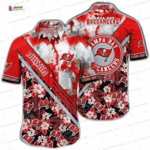 Tropical Victory Tampa Bay Buccaneers Hawaiian Shirt, Red Floral Game Day