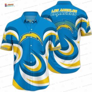 Wave Surge Los Angeles Chargers Hawaiian Shirt, Coastal Game Day Button-Up