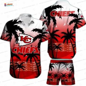 Beachside Palm Kansas City Chiefs Hawaiian Shirt, Red Island Game Day Set