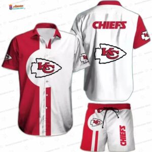 Classic Islander Kansas City Chiefs Hawaiian Shirt, Red White Game Day Set
