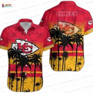 Desert Sunset Kansas City Chiefs Hawaiian Shirt, Palm Game Day Button-Up