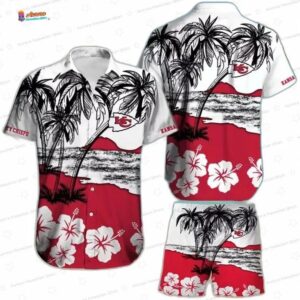Red Island Palm Kansas City Chiefs Hawaiian Shirt Set