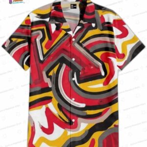 Golden Abstract Kansas City Chiefs Hawaiian Shirt Gift