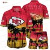 Red Palm Leaf Kansas City Chiefs Hawaiian Shirt, Tropical Game Day Set