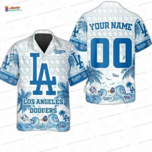Personalized Ocean Wave Palm Los Angeles Dodgers Hawaiian Shirts