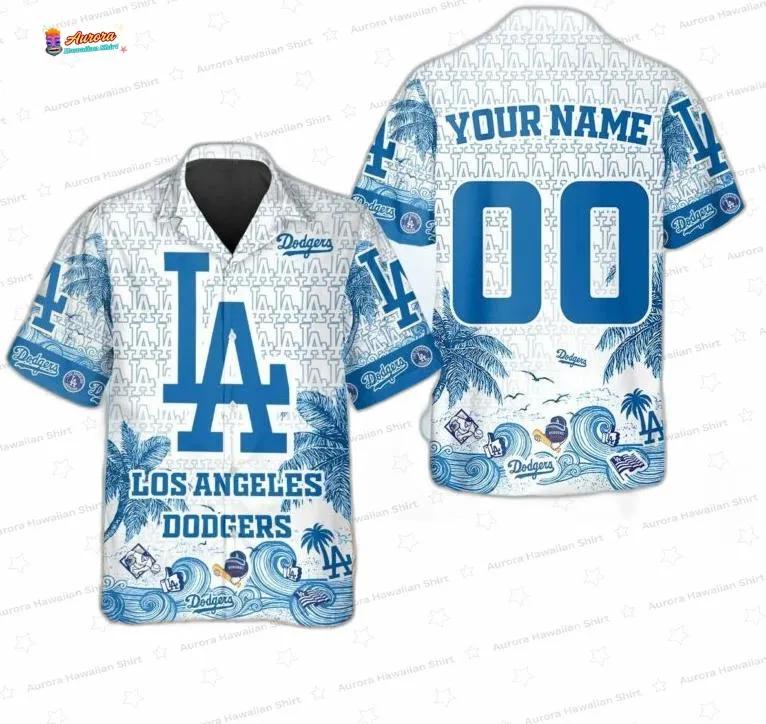 Personalized Ocean Wave Palm Los Angeles Dodgers Hawaiian Shirts Personalized Ocean Wave Palm Los Angeles Dodgers Hawaiian Shirts