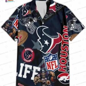 Vintage Football Collage Houston Texans Hawaiian Shirt