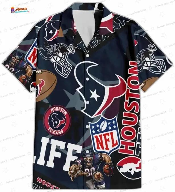 Vintage Football Collage Houston Texans Hawaiian Shirt Vintage Football Collage Houston Texans Hawaiian Shirt